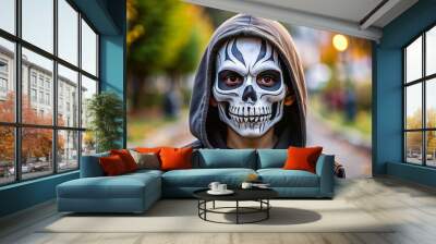 spooky skeleton halloween mask for kids horror theme party costume Wall mural