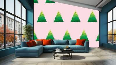 Christmas tree flat design character seamless wallpaper backgrou Wall mural