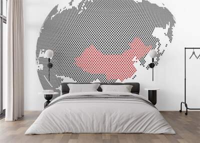 Map of china with star dotted style on three-dimensional abstract earth globe Wall mural