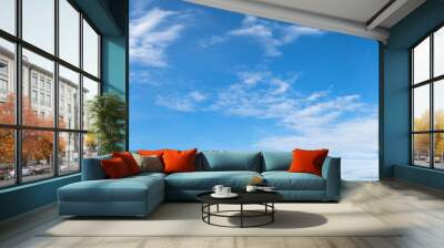 Panorama of blue sky background with white clouds on a sunny day Wall mural