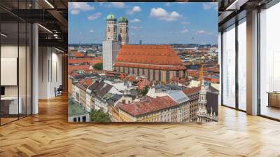 Munich, Germany - capital and largest city of the Baviera, Munich offers a wonderful mix of history and modernity. Here in particular its Unesco World Heritage old town seen from the Peterskirche Wall mural