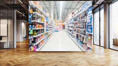 Blur or Defocus Background of Walkway with gondola and Aisle in Automobile accessories Wall mural