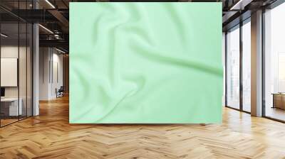 Abstract green fabric texture background, waving green fabric pattern background Wall mural