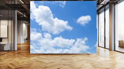 Sky background, Cloudy sky background, white cloud over blue sky, outdoor day light, nature background Wall mural