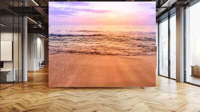 Sunset beach, sea scape, evening beach view, vintage warm light, Southern Thailand, holiday destination, relaxing time Wall mural