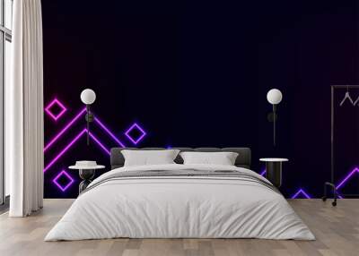 Abstract square minimal digital neon light line laser purple dark presentation background Wall mural