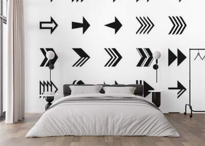 Collection of symbol arrow icon set black color on white background Wall mural