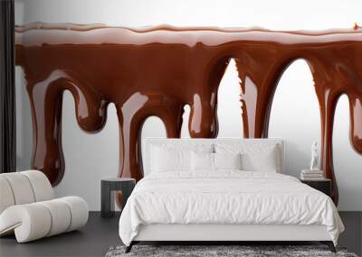 melt chocolate dripping line from the top, isolated on transparent background, copyspace  Wall mural