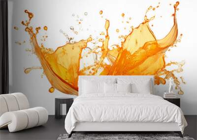 powerful explosion of splash orange water, white lighting on white isolated background Wall mural