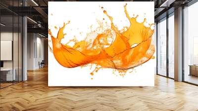 powerful explosion of splash orange water, white lighting on white isolated background Wall mural