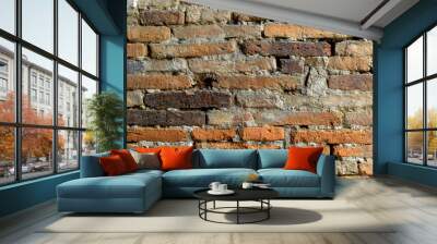 Background of brick wall pattern. Old brick wall in a background image Wall mural