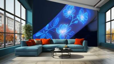 Bioluminescent Tattoos Reflecting Wearer s Emotional State in Captivating Blue Glow Wall mural