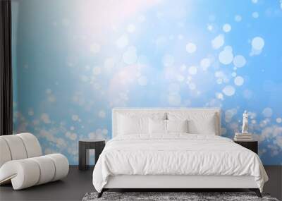 abstract blue background with bokeh lights and sunlight, panoramic background Wall mural