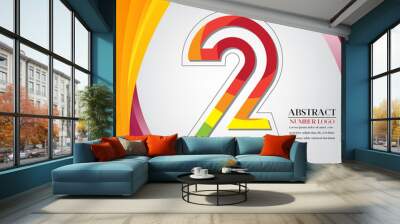 abstract number two rainbow style, arc colorful background vector Wall mural