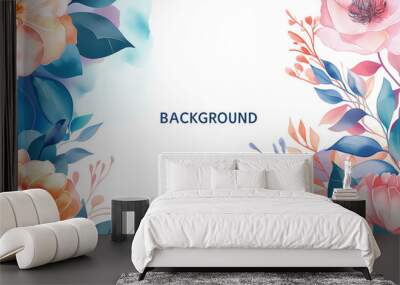 Watercolor abstract spring floral background vector presentation design, abstract watercolor floral background Wall mural