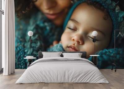 a mother's love is illustrated in this enchanting image that captures the essence of a mother's unwa Wall mural