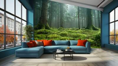 Charming moss forest landscape nature exploration Wall mural