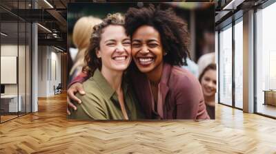 Equality in diversity in the education industry with multiracial female teachers on the streets. international celebration Wall mural