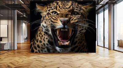 Jaguar Leopard Smiling Roaring Isolated Wall mural