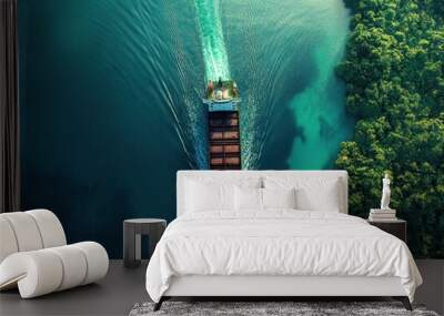 The impact of the shipping industry on the environment, with a focus on sustainable and green shipping solutions Wall mural