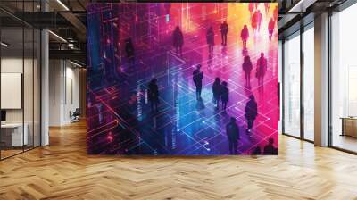 Vivid images demonstrate the limitless possibilities of modern communication systems. Helping individuals and communities thrive in a connected world. Wall mural