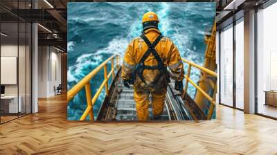 worker worker Facing the Challenge of Isolation severe weather conditions and demanding work schedules Offshore oil and gas industry Wall mural