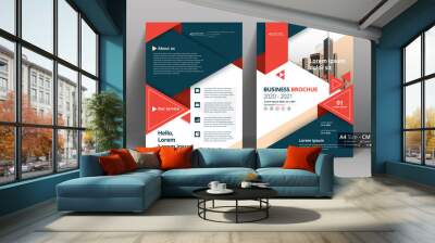 Abstract vector modern flyers brochure / annual report /design templates / stationery with red and gray geometric background in size a4 Wall mural