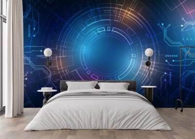 abstract background image Technology style, hi-tech, sci-fi, communication network style. Wall mural