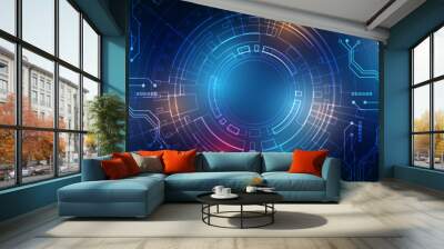 abstract background image Technology style, hi-tech, sci-fi, communication network style. Wall mural