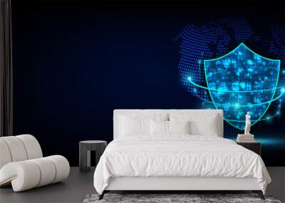 Abstract background technology, global cyber security protection concept Wall mural