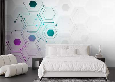 abstract hexagon background technology and communication network advertising media banner design Wall mural