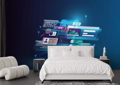 Abstract technology background, mobile web design concept, data analysis graph Wall mural