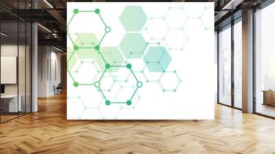 Background image of hexagonal technology, molecular structure concept or scientific engineering. Wall mural