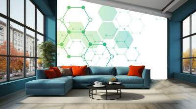 Background image of hexagonal technology, molecular structure concept or scientific engineering. Wall mural