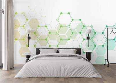 Background image of technology, molecular structure concept or chemical engineering, scientific genetic research. Wall mural