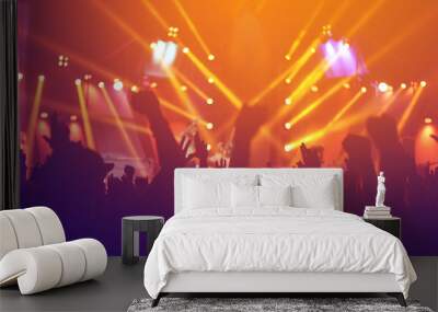 silhouettes of  , Fun concert party rock disco light background. Wall mural