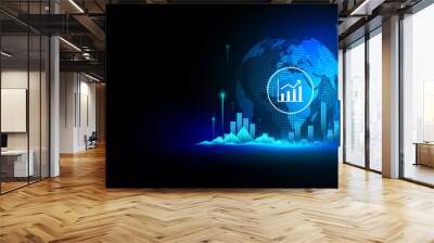 Technology world concept background image about the ups and downs of investment financial data graph stock market Wall mural