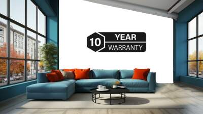 10 year warranty stamp on white background. Sign, label, sticker. Wall mural