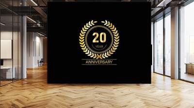 20 years anniversary logo. Vector and illustration. gold anniversary logo. Wall mural