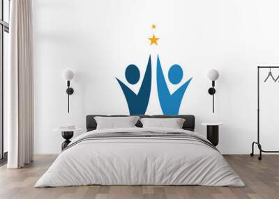 Success star people logo vector. Success logo. Wall mural