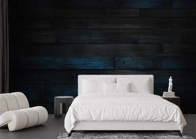 black and blue and dark and dirty wood wall wooden plank board texture background Wall mural