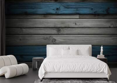 blue and white and grey gray and black and dark and dirty wood wall wooden plank board texture background	 Wall mural