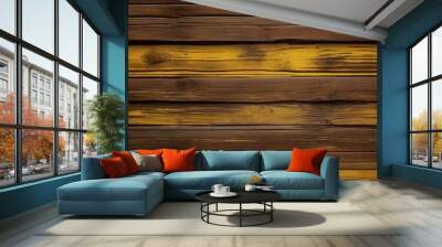 brown and yellow and dark and dirty wood wall wooden plank board texture background Wall mural