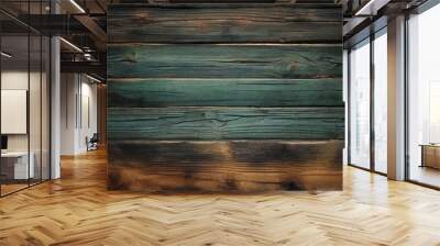 green and black and brown and dark and dirty wood wall wooden plank board texture background Wall mural