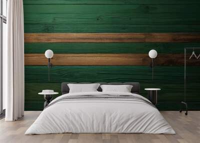 Green and brown dark dirty look wood wall wooden plank board texture background with grains and structures Wall mural