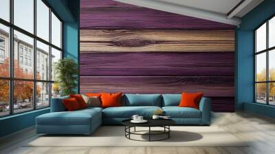 Purple and Brown dirty look wood wall wooden plank board texture background with grains and structures Wall mural