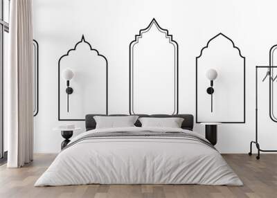 Arabic muslim windows frame islamic arches mosque ramadan decoration vector Wall mural