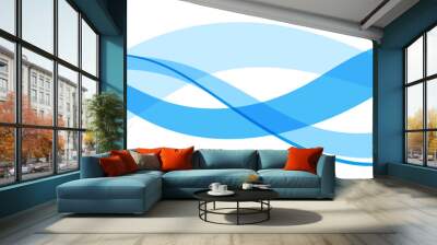 Blue abstract business card wave banner border flat illustration Wall mural