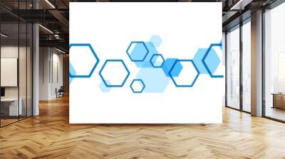 Blue hexagon divider border banner web business technology decoration illustration vector Wall mural