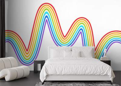 Curved line wavy rainbow colorful border decoration flat illustration vector Wall mural